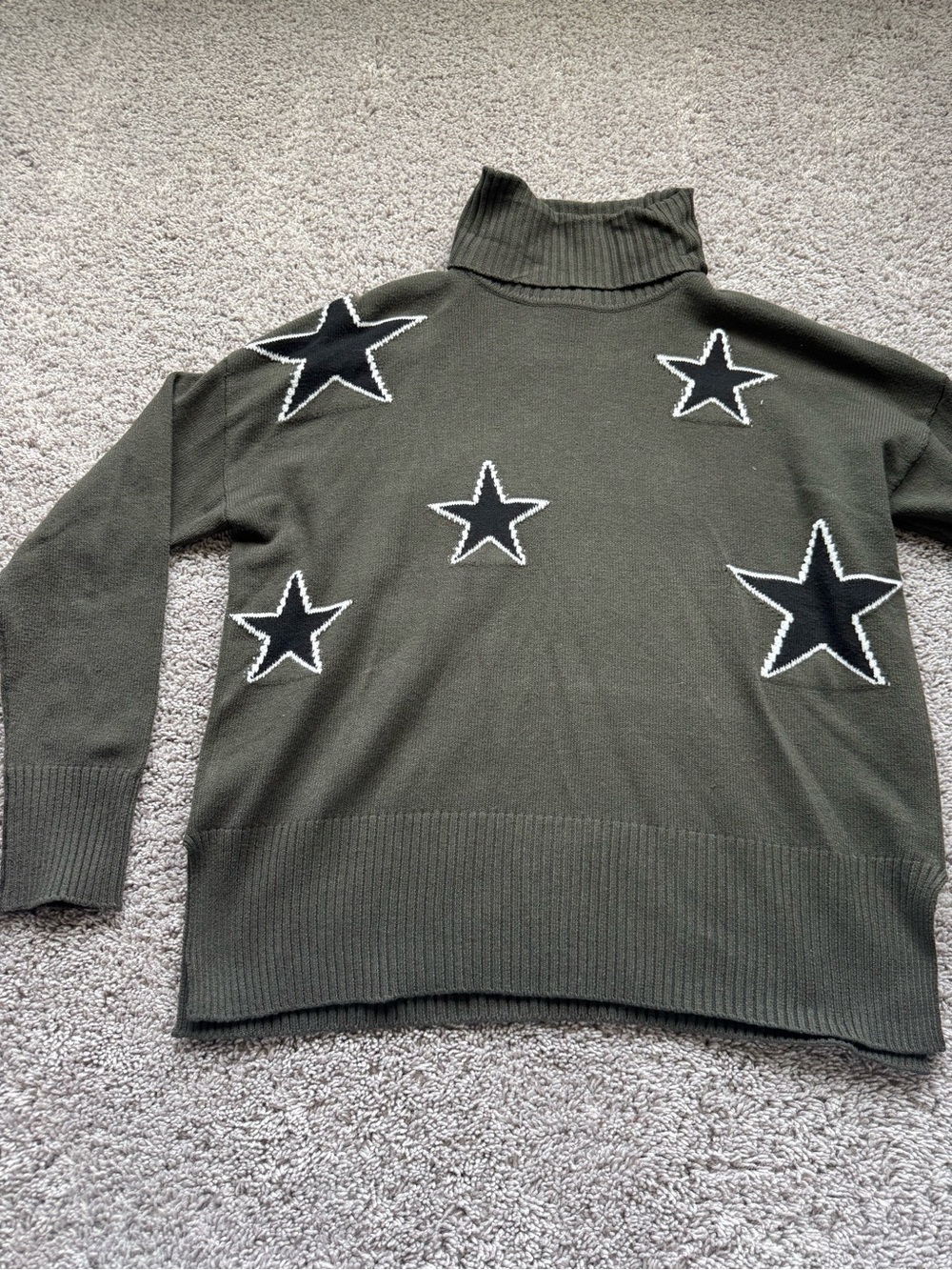 Sweet Romeo Olive Ribbed Turtleneck Sweater